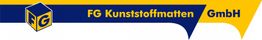 Logo der FG Kunststoffmatten GmbH in Blau und Gelb mit einem FG-Würfel.