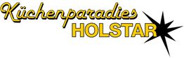 Logo mit dem Text "Küchenparadies HOLSTAR" in Gelb und Schwarz, mit einem Stern daneben.