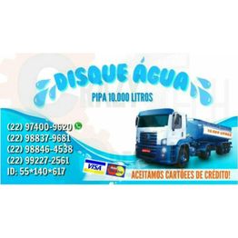 Banner de serviço de caminhão-pipa com 10.000 litros. Aceitam cartões de crédito.