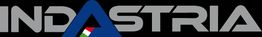 Logo con scritta "INDASTRIA" in grigio e triangolo blu con bandiera italiana al centro.