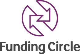 Funding Circle Logo mit lila Pfeilen in einem Kreis über dem Schriftzug "Funding Circle".