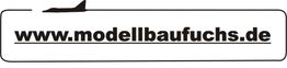Logo mit URL "www.modellbaufuchs.de" und Flugzeug-Silhouette links oben.