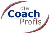 Logo mit Schriftzug "die Coach Profis" und zwei geschwungenen Linien in Rot und Grau.