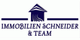 Logo von Immobilien Schneider & Team mit einem stilisierten Haus und blauen Linien.