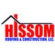 Logo of Hissom Roofing & Construction LLC with a roof design in black and red letters.