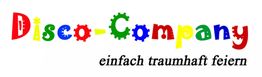 Bunter Schriftzug "Disco-Company", darunter der Text "einfach traumhaft feiern".