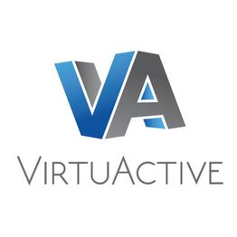 "VA VirtuActive logo in blue and gray with a modern, 3D design."