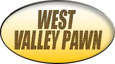 Oval logo with "West Valley Pawn" in brown text on a gradient background.