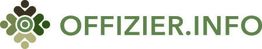 Logo mit grünem Text "OFFIZIER.INFO" und stilisiertem, geometrischem Symbol links daneben.