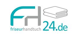 Logo von Friseurhandtuch24.de mit den Initialen FH und einem Stapel Handtücher daneben.