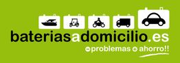 Sitio web de venta de baterías con íconos de vehículos sobre fondo verde.