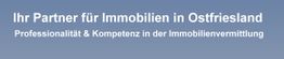 Banner mit Text: „Ihr Partner für Immobilien in Ostfriesland. Professionalität & Kompetenz“.