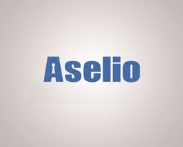 Texto en azul "Aselio" con letra "A" que tiene forma de cerradura sobre fondo blanco.
