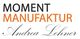 "Logo der Moment Manufaktur mit dem Namen Andrea Lehner in eleganter Schrift."