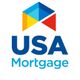 USA Mortgage logo with a colorful geometric house design above the text.