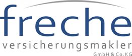 Logo mit Schriftzug "freche versicherungsmakler GmbH & Co. KG" in Blau und Grau.