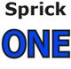Text: "Sprick ONE" in Schwarz und Blau auf weißem Hintergrund.