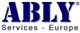 Logo mit blauem „ABLY“ und schwarzem „Services - Europe“ darunter auf weißem Hintergrund.