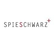 Textlogo "SPIESCHWARZ" mit rotem S und Pluszeichen auf weißem Hintergrund.