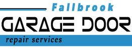 Logo for Fallbrook Garage Door Repair Services, featuring blue and black text.