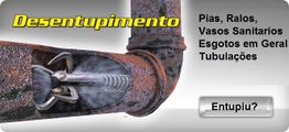 Imagem de desentupimento de cano enferrujado com lista de serviços de encanamento.