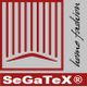 Logo mit rotem, stilisiertem Vorhang und dem Text „SeGaTeX® home fashion“.