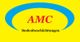 Gelbes Logo mit blauem Bogen, rotem "AMC" und schwarzem Text "Bodenbeschichtungen".