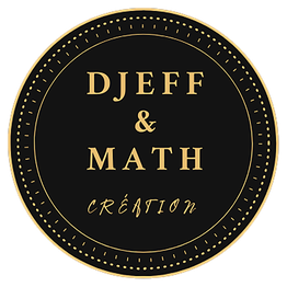 Logo circulaire noir et or avec le texte "DJEFF & MATH CRÉATION".