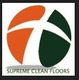 Orange and green abstract logo for Supreme Clean Floors company.