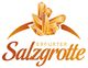 Logo der Erfurter Salzgrotte mit orangen Kristallen und geschwungener Schrift.
