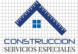Logo de empresa: regla formando techo sobre un cuadrado azul. Texto: "CONSTRUCCION SERVICIOS ESPECIALES".