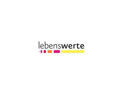 Logo mit dem Wort "lebenswerte" und bunten geometrischen Formen darunter.