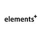 Text „elements+“ in schwarzer Schrift auf weißem Hintergrund.