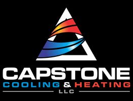 Triangle logo with "Capstone Cooling & Heating LLC" written below in bold red and blue text.