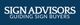 White text on blue: "Sign Advisors - Guiding Sign Buyers".