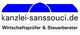 Blaues Logo mit Text: "kanzlei-sanssouci.de, Wirtschaftsprüfer & Steuerberater".