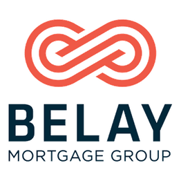 Logo with an orange infinity symbol above "BELAY Mortgage Group" text in blue.