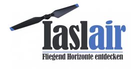 Logo mit Propeller, Text: "Iaslair - Fliegend Horizonte entdecken".