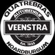 Zwart-wit embleem van Autobedrijf Veenstra, Quatrebras Noardburgum, opgericht in 1935.