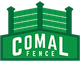 Green logo with the text "COMAL FENCE" and two fence pickets above.