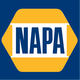 NAPA logo with blue text on a yellow hexagon against a blue background.