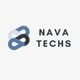 NAVA TECHS logo with interlocking teal and navy loops on a light gray background.