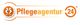Logo der Pflegeagentur 24 mit zwei Seepferdchen in einem Kreis links, orange-weiße Farbgebung.