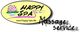 Ovales Logo mit Seerose, "Happy Spa Massage Service" in verspielter Schrift.