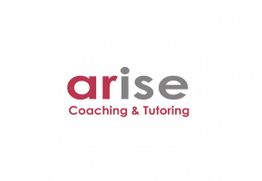 Logo mit Text "arise Coaching & Tutoring" in Rot und Grau.