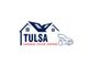 Logo for Tulsa Garage Door Repair with a house and car design.
