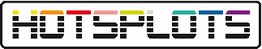 Text "HOTSPOTS" in Regenbogenfarben auf weißem Hintergrund.