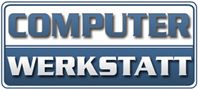Blaues Schild mit der Aufschrift "Computer Werkstatt".