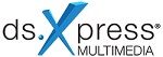 Logo mit blauem "X", Schriftzug "ds.Xpress MULTIMEDIA" auf weißem Hintergrund.