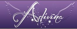 Stylisierter Schriftzug "Adivina" mit Sternen vor lila Hintergrund und angedeuteten Flügeln.